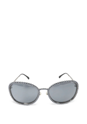 CHANEL Pre-Owned 2017 CC faux-pearl sunglasses - Grey