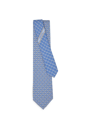 Ferragamo frog-print silk tie - Blue