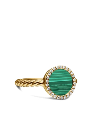 David Yurman 18kt yellow gold Petite DY Elements malachite and diamond ring (11.3mm)