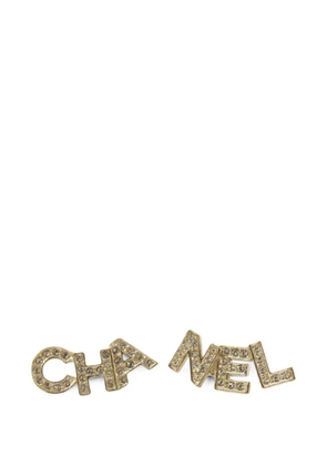 CHANEL Pre-Owned crystal-embellished logo-lettering earrings - Gold