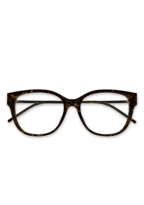 Saint Laurent Eyewear tortoiseshell-pattern rectangle-frame glasses - Brown