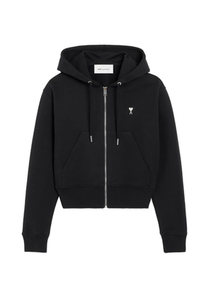 AMI Paris zipped cotton hoodie with Ami de Coeur - Black