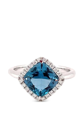 Lisa Nik blue topaz and diamond ring - White