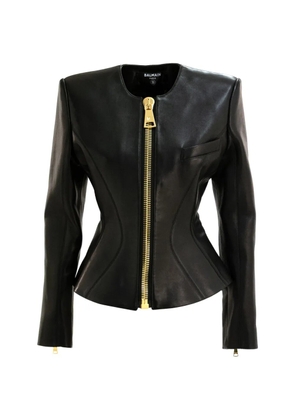 Balmain zip-up leather jacket - Black