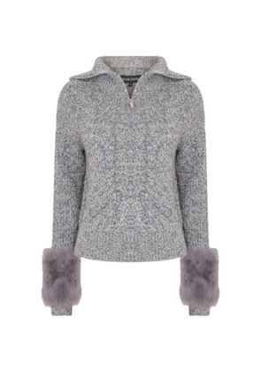 Izaak Azanei faux-fur-cuff long-sleeve sweater - Grey