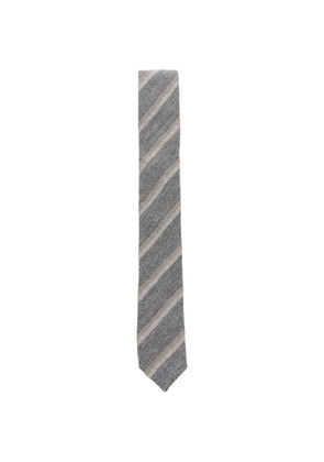 Eleventy diagonal-stripe wool tie - Grey