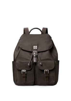 Tory Burch Virginia buckle-detail logo-plaque backpack - Brown