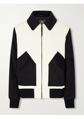 Golden Bear - Two-Tone Leather-Trimmed Wool-Felt Bomber Jacket - Men - Neutrals - S