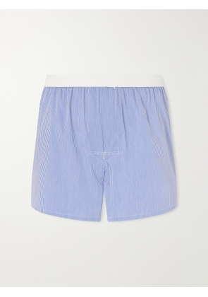 TOM FORD - Striped Cotton-Blend Poplin Boxer - Men - Blue - S