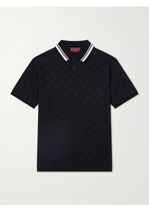 Gucci - Logo-Embroidered Cotton-Piqué Polo Shirt - Men - Black - S