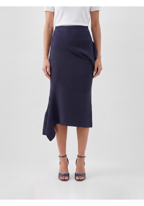 ISSEY MIYAKE Asymmetric Hem Crêpe Pencil Midi Skirt