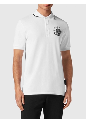 Plein Sport Short-Sleeve Cotton Polo Shirt with Classic Collar and Contrast Logo
