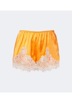 Doen Iona lace-trimmed silk satin shorts