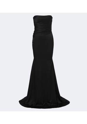 Alex Perry Draped strapless crepe satin gown