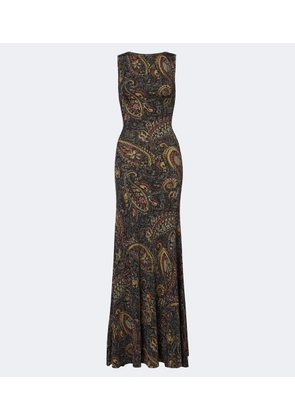 Etro Printed ribbed-knit maxi dress