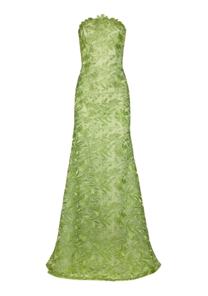 Naeem Khan Metallic Lace Strapless Fit-And-Flare Gown - Moda Operandi