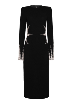 Naeem Khan Crystal Embellished Crepe Long Sleeve Midi Dress - Moda Operandi