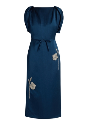 Erdem Embroidered Heavy Satin Midi Dress - Moda Operandi