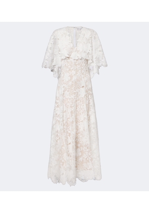 Oscar de la Renta Caped floral guipure lace gown
