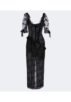 Alessandra Rich Bow-detail cotton-blend lace midi dress