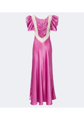 Rodarte Lace-trimmed silk maxi dress