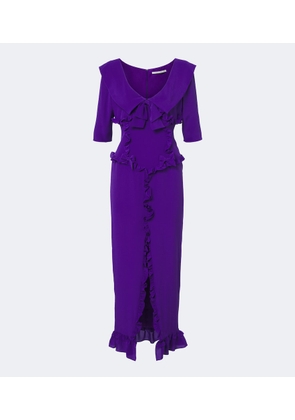 Alessandra Rich Ruffled silk crepe de chine midi dress