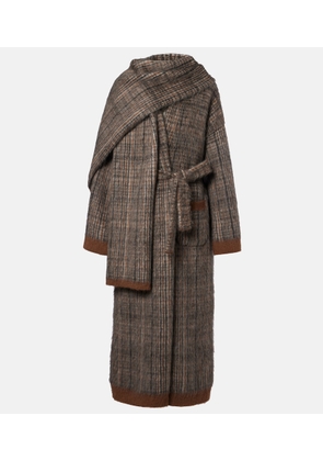 Brunello Cucinelli Checked mohair and wool-blend wrap coat