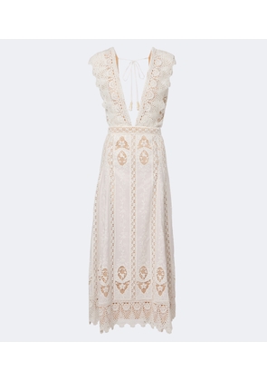 Johanna Ortiz Embroidered crochet midi dress