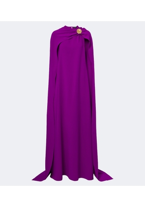Oscar de la Renta Embellished caped silk-blend georgette gown