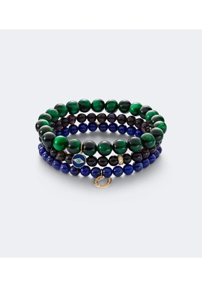 Sydney Evan Set of 3 14kt gold beaded bracelets with gemstones