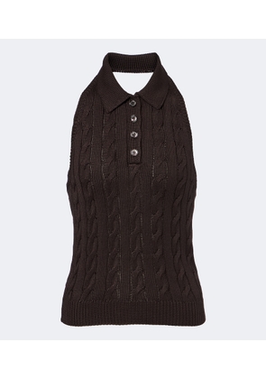 Ralph Lauren Collection Cable-knit silk halterneck top
