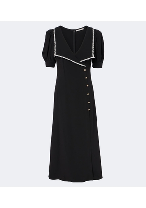 Alessandra Rich Lace-trimmed cady midi dress