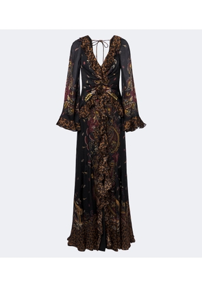 Etro Printed ruched silk maxi dress