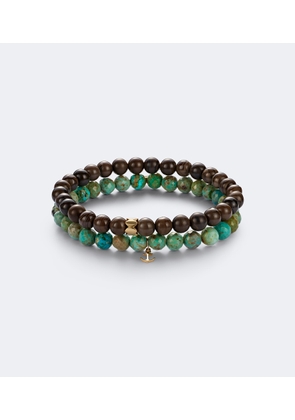 Sydney Evan Set of 2 14kt gold beaded bracelets with turquoise and jaspers