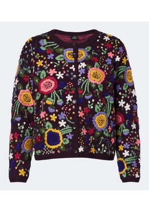 Etro Floral embroidered wool cardigan