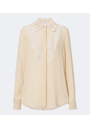 Fendi Lace-trimmed silk georgette shirt