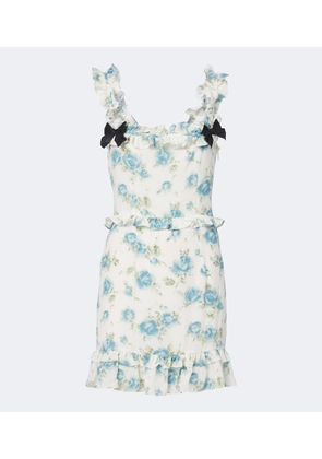 Alessandra Rich Ruffled floral silk crepe de chine minidress