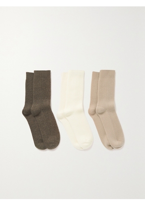 Arch4 - Set Of Three Lucia Ribbed Cashmere Socks - Multi - One size