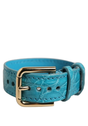 Dolce & Gabbana Turquoise Texture Leather Gold Buckle Belt Strap Bracelet