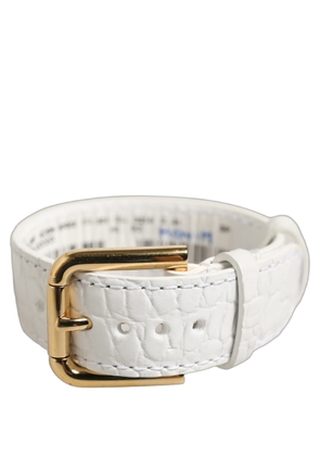 Dolce & Gabbana White Embossed Leather Gold Buckle Belt Strap Bracelet