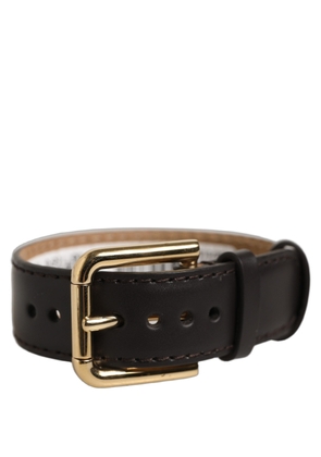 Dolce & Gabbana Black Calfskin Leather Gold Buckle Belt Strap Bracelet