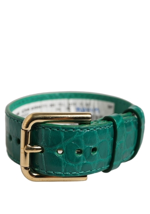 Dolce & Gabbana Green Embossed Leather Gold Buckle Belt Strap Bracelet