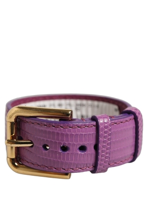 Dolce & Gabbana Purple Textured Leather Gold Buckle Belt Strap Bracelet