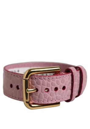 Dolce & Gabbana Pink Embossed Leather Gold Buckle Belt Strap Bracelet