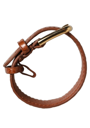 Dolce & Gabbana Brown Textured Leather Gold Buckle Belt Strap Bracelet
