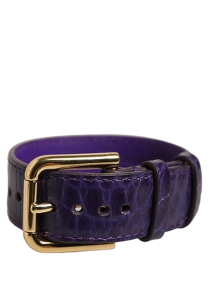 Dolce & Gabbana Violet Embossed Leather Gold Buckle Belt Strap Bracelet