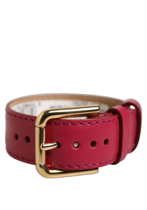 Dolce & Gabbana Red Calfskin Leather Gold Buckle Belt Strap Bracelet