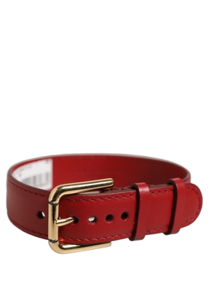 Dolce & Gabbana Red Calfskin Leather Gold Buckle Belt Strap Bracelet