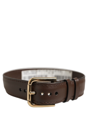 Dolce & Gabbana Brown Calfskin Leather Gold Buckle Belt Strap Bracelet