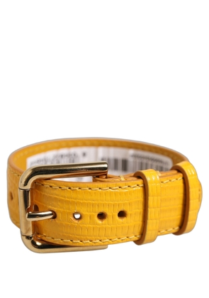 Dolce & Gabbana Yellow Textured Leather Gold Buckle Belt Strap Bracelet